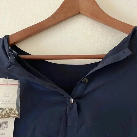 French Connection Sunspark gold sequin silk Navy Blue Dress size 6 - Picture 8 of 9